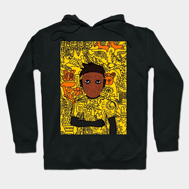 MaleMask NFT with DoodleEye Color and DarkSkin Color - Unnamed Hoodie by Hashed Art